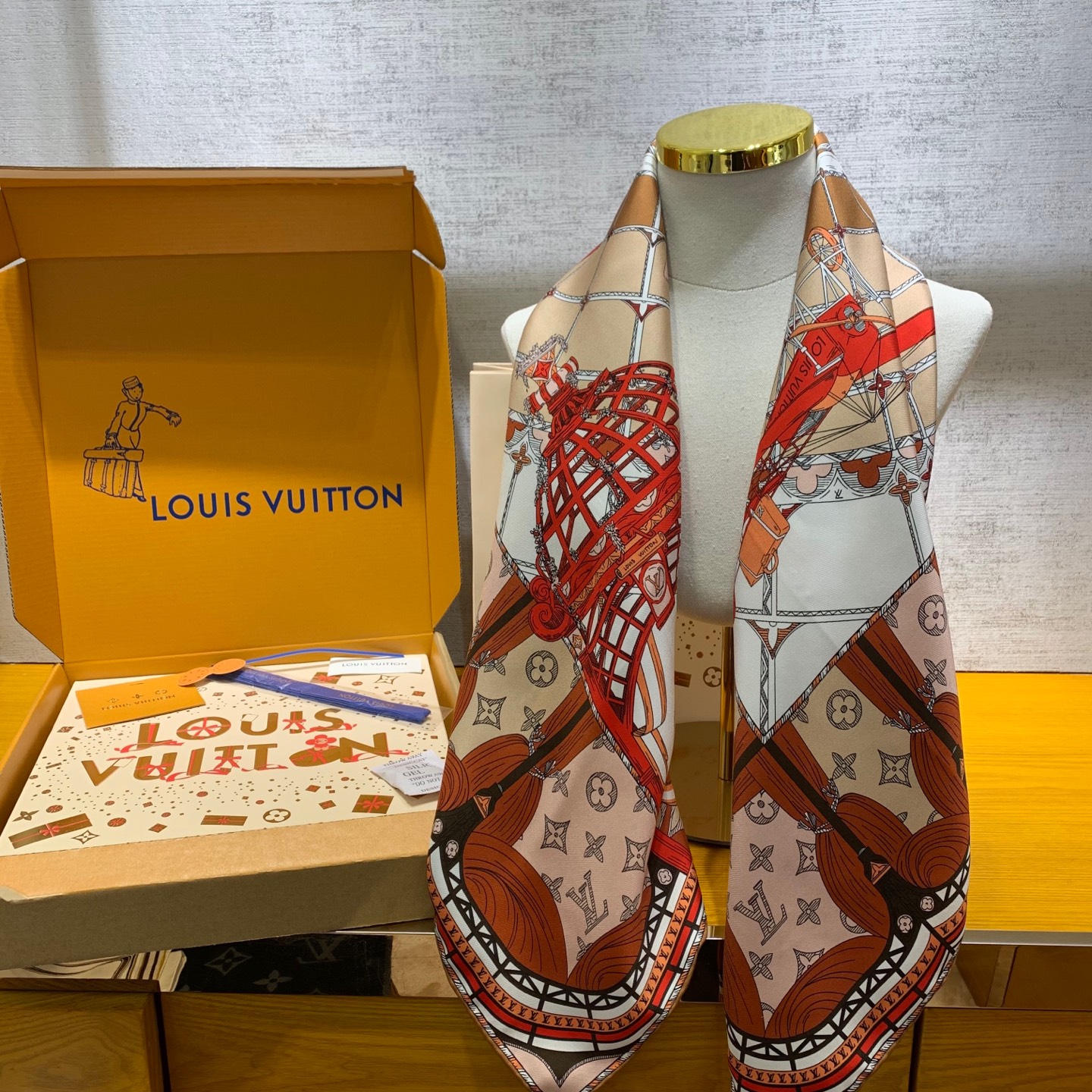 Louis Vuitton Silk Scarf, 90x90cm - 'Fantastic Journey' Design 2 i1736914213441 9037 0 4