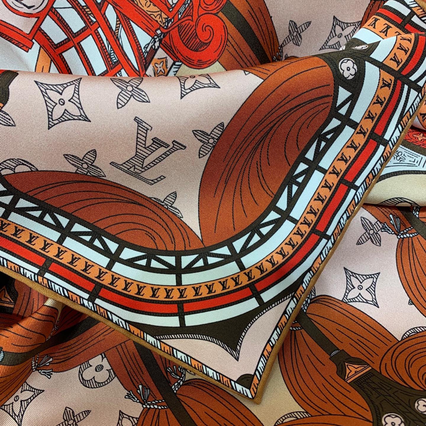 Louis Vuitton Silk Scarf, 90x90cm - 'Fantastic Journey' Design 9 i1736914213850 5434 0 8
