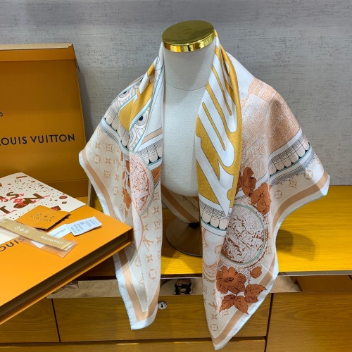 Elegante Pañuelo de Seda Louis Vuitton de 90x90cm con Diseño Floral 1 Elegante Pañuelo de Seda Louis Vuitton de 90x90cm con Diseño Floral