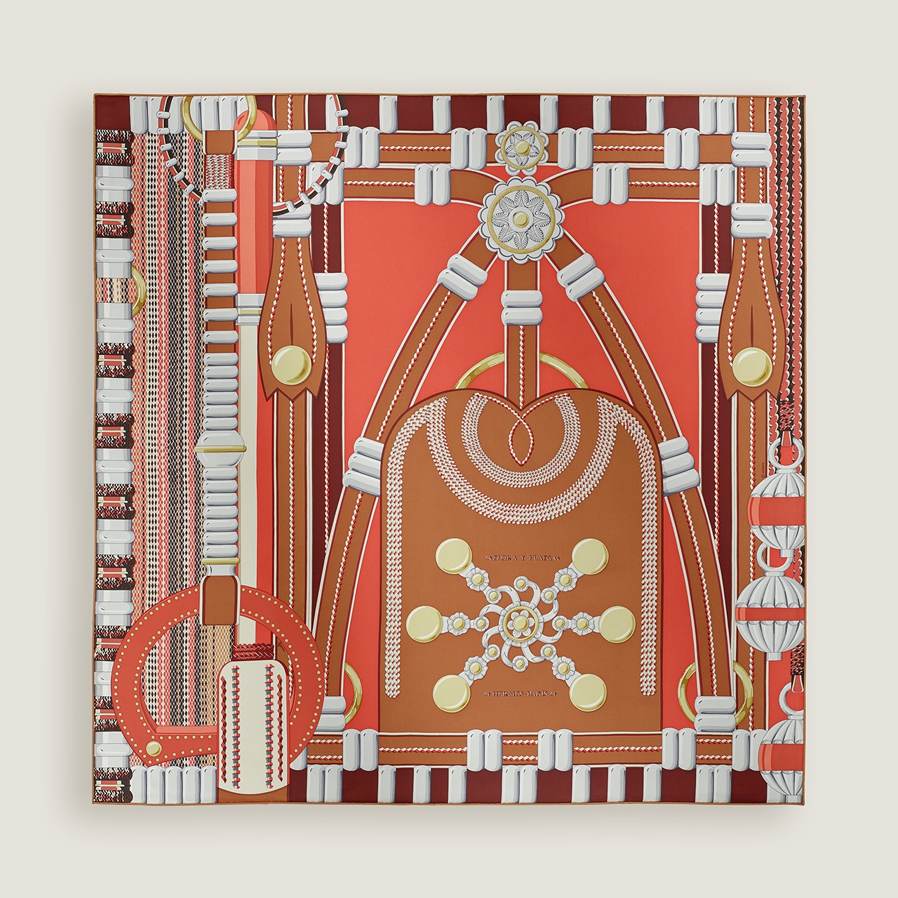 Hermès 100% Twill Silk Scarf, 90*90cm, Hand-Rolled Edges, Orange 2 i1754900292878 7418 0 0