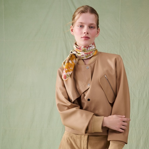 Hermes 90cm Silk Twill Scarf - Lunar Collection - Apricot Green 1 Hermes 90cm Silk Twill Scarf - Lunar Collection - Apricot Green