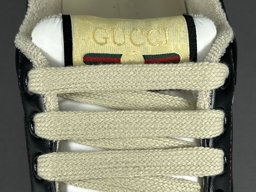 渠道优势工厂直供古驰GucciDistressedScreenersneaker黑白古驰小脏鞋系列经典原