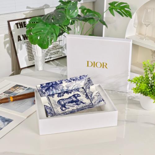 DIOR Blue Tiger Ashtray with Jungle Motif - Porcelain Collectible 1 DIOR Blue Tiger Ashtray with Jungle Motif - Porcelain Collectible
