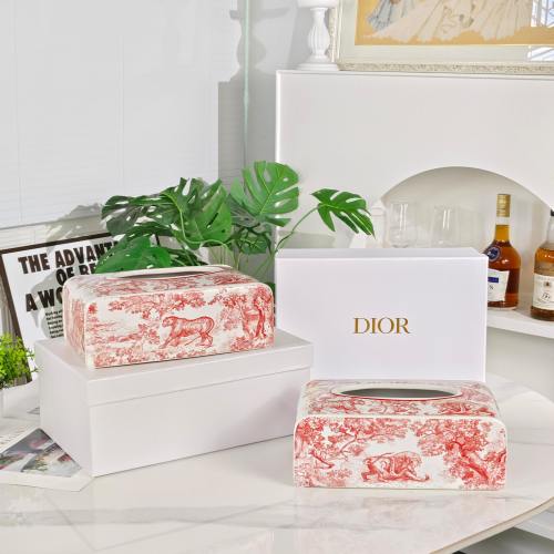 DIOR Red Tiger Toile de Jouy Tissue Box - Wild Elegance for Your Home 1 DIOR Red Tiger Toile de Jouy Tissue Box - Wild Elegance for Your Home