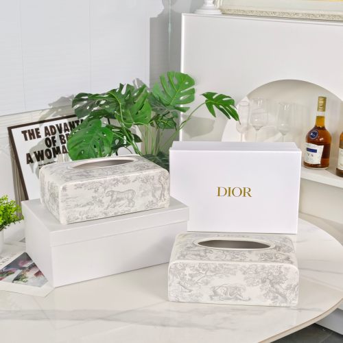 DIOR Gray Jungle Tiger Toile de Jouy Tissue Box, Wild and Charming 1 DIOR Gray Jungle Tiger Toile de Jouy Tissue Box, Wild and Charming