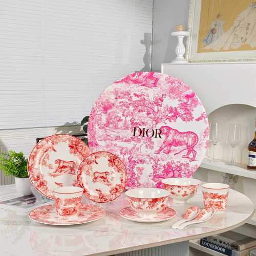 DIOR Red Tiger Toile de Jouy 10-Piece Dinnerware Set - Jungle Wildness 1 DIOR Red Tiger Toile de Jouy 10-Piece Dinnerware Set - Jungle Wildness