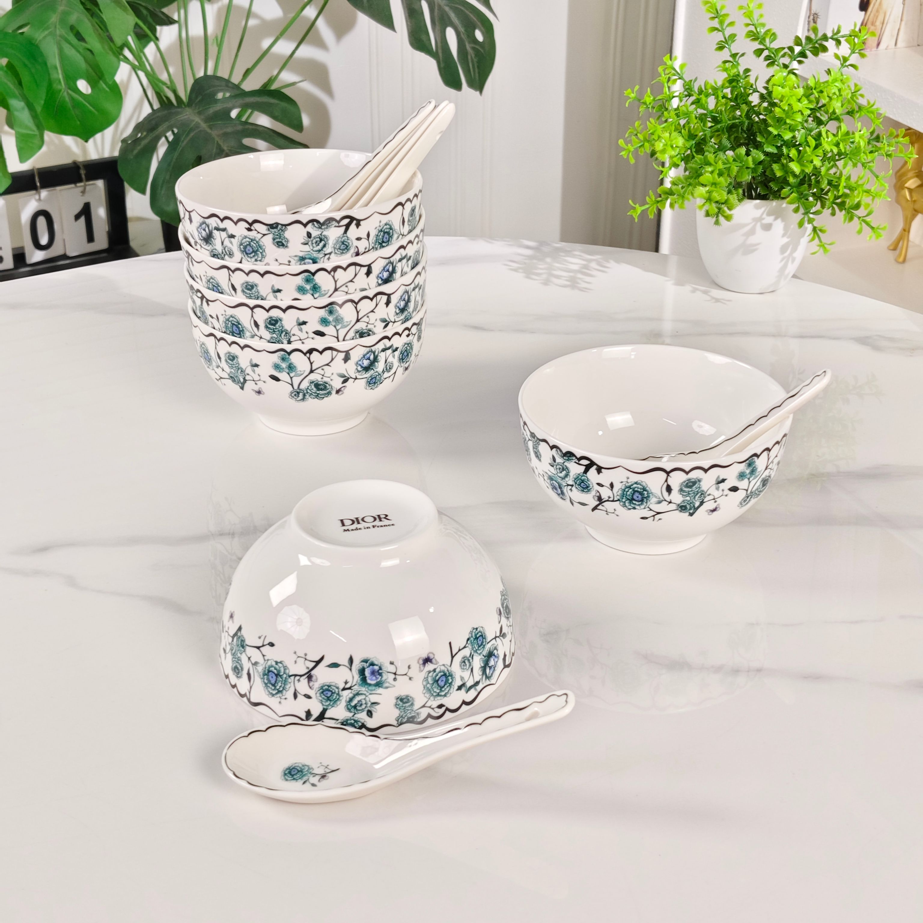 Dior – Granville Garden – 6 Bowls & 6 Spoons Set – Green - Comprehensive 4