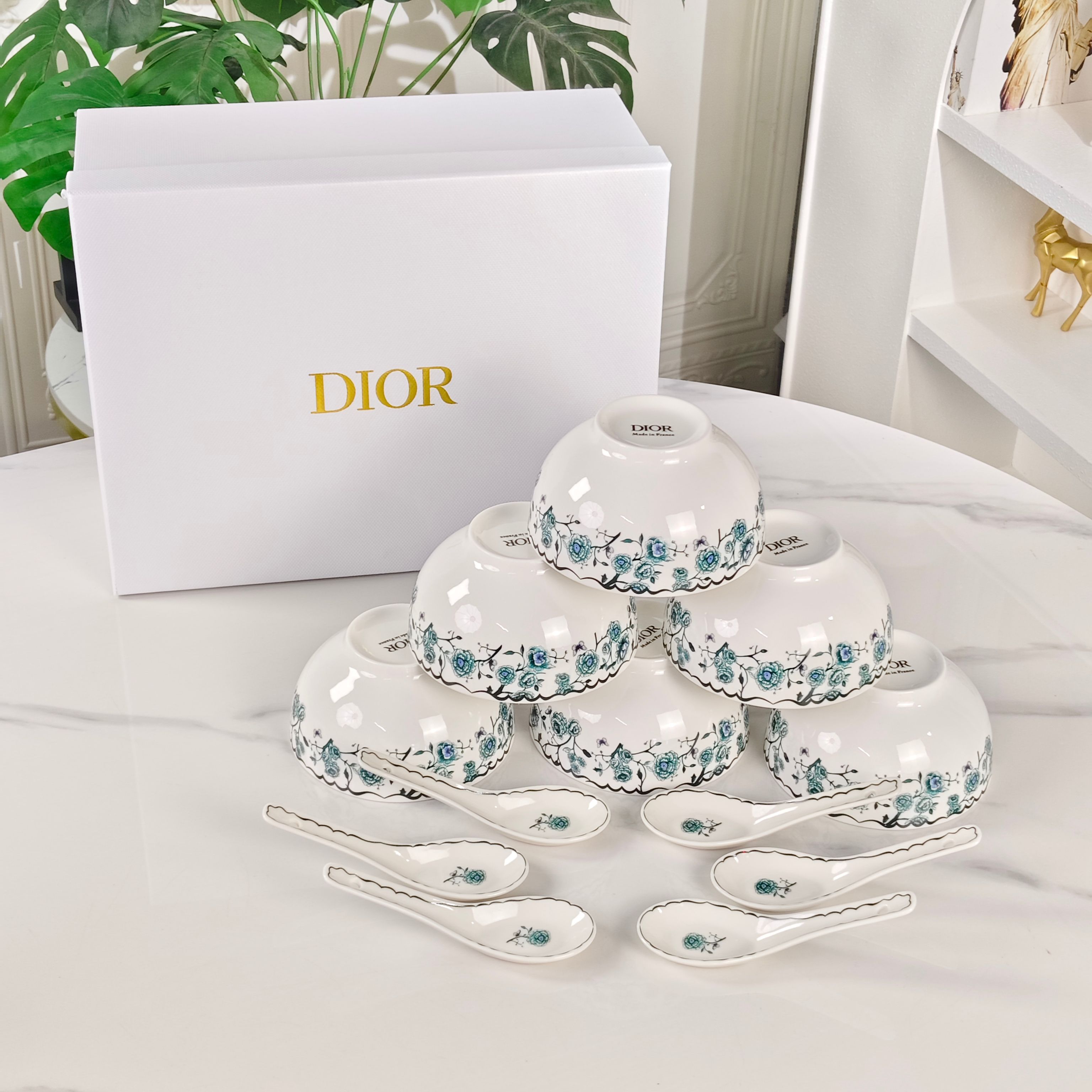Dior – Granville Garden – 6 Bowls & 6 Spoons Set – Green - Comprehensive 3