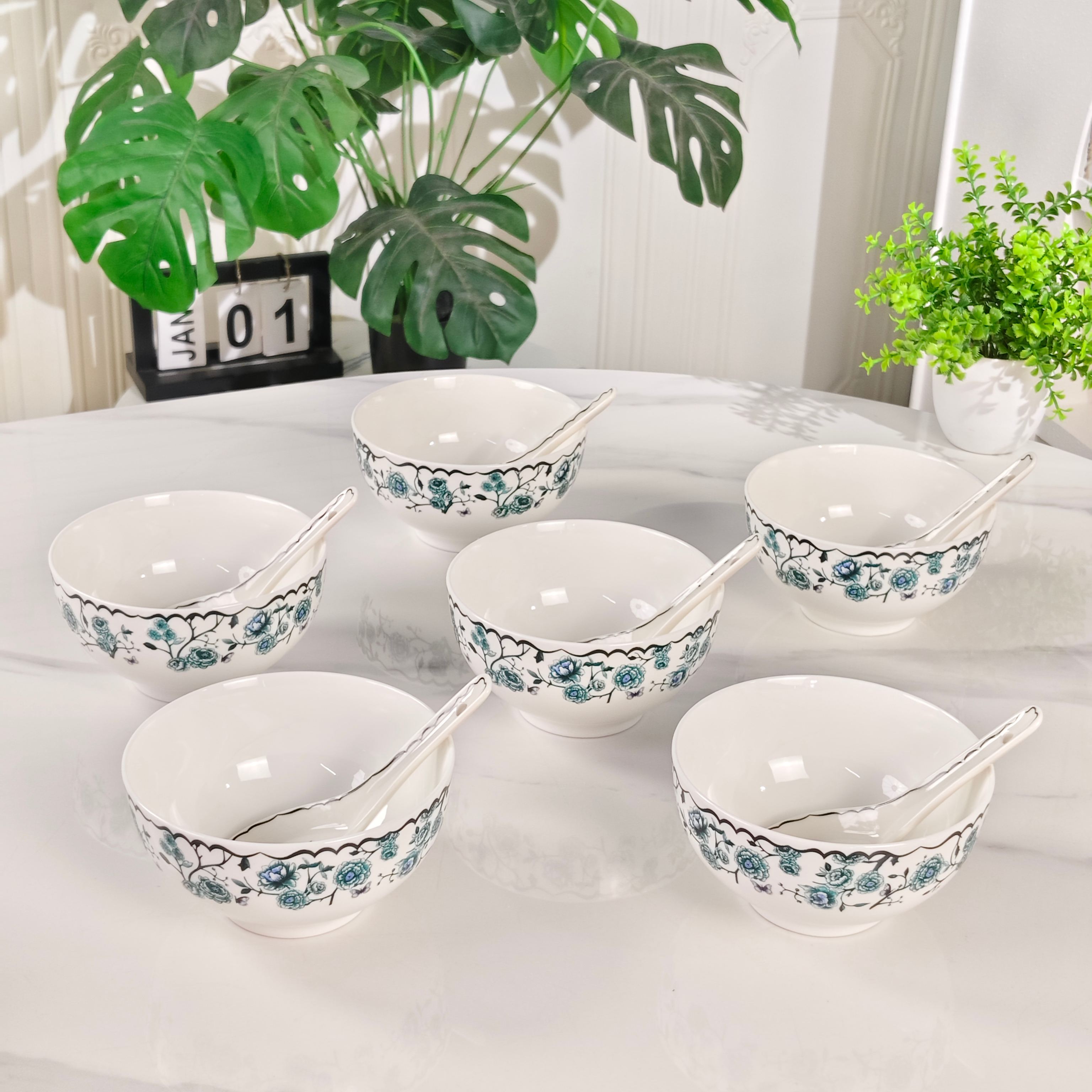 Dior – Granville Garden – 6 Bowls & 6 Spoons Set – Green - Comprehensive 5