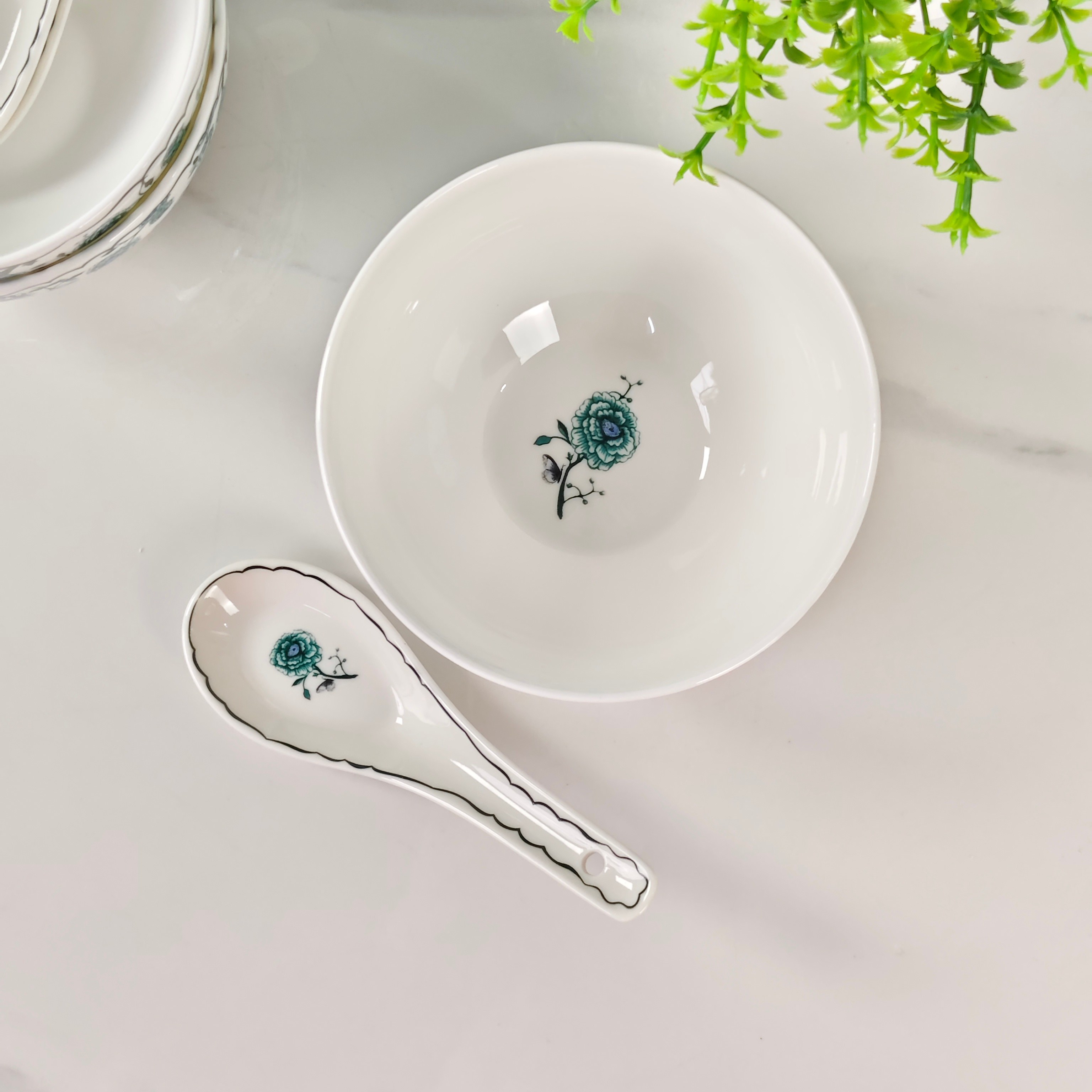 Dior – Granville Garden – 6 Bowls & 6 Spoons Set – Green - Comprehensive 9