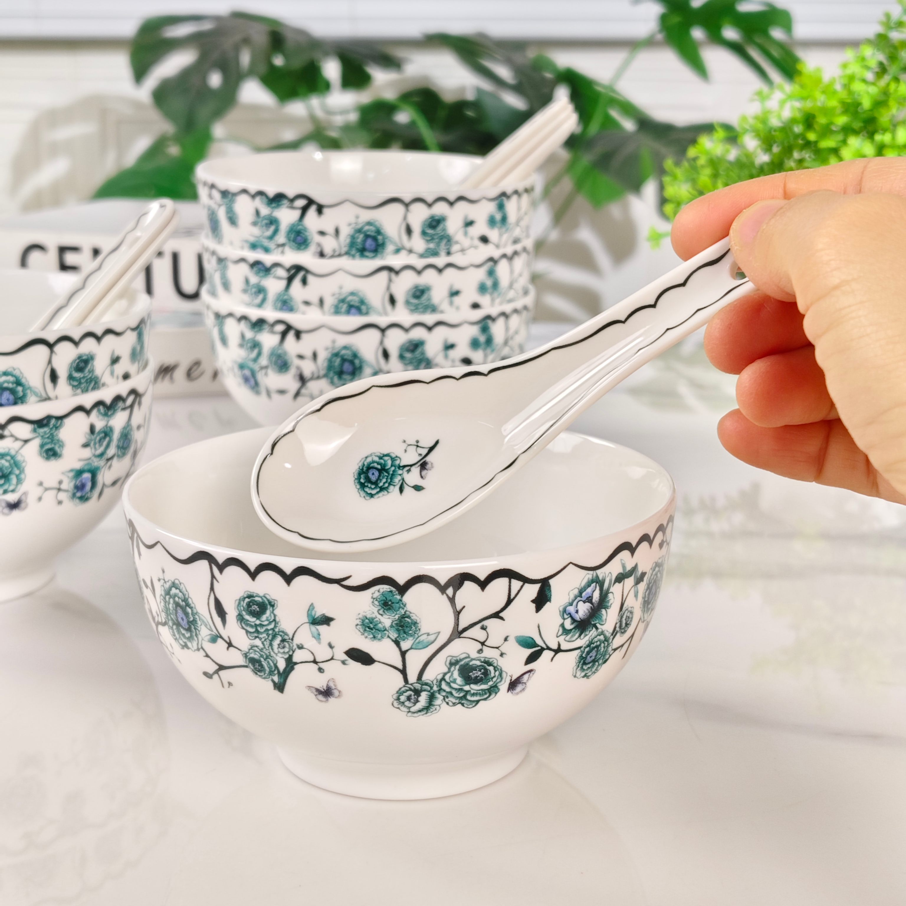 Dior – Granville Garden – 6 Bowls & 6 Spoons Set – Green - Comprehensive 8