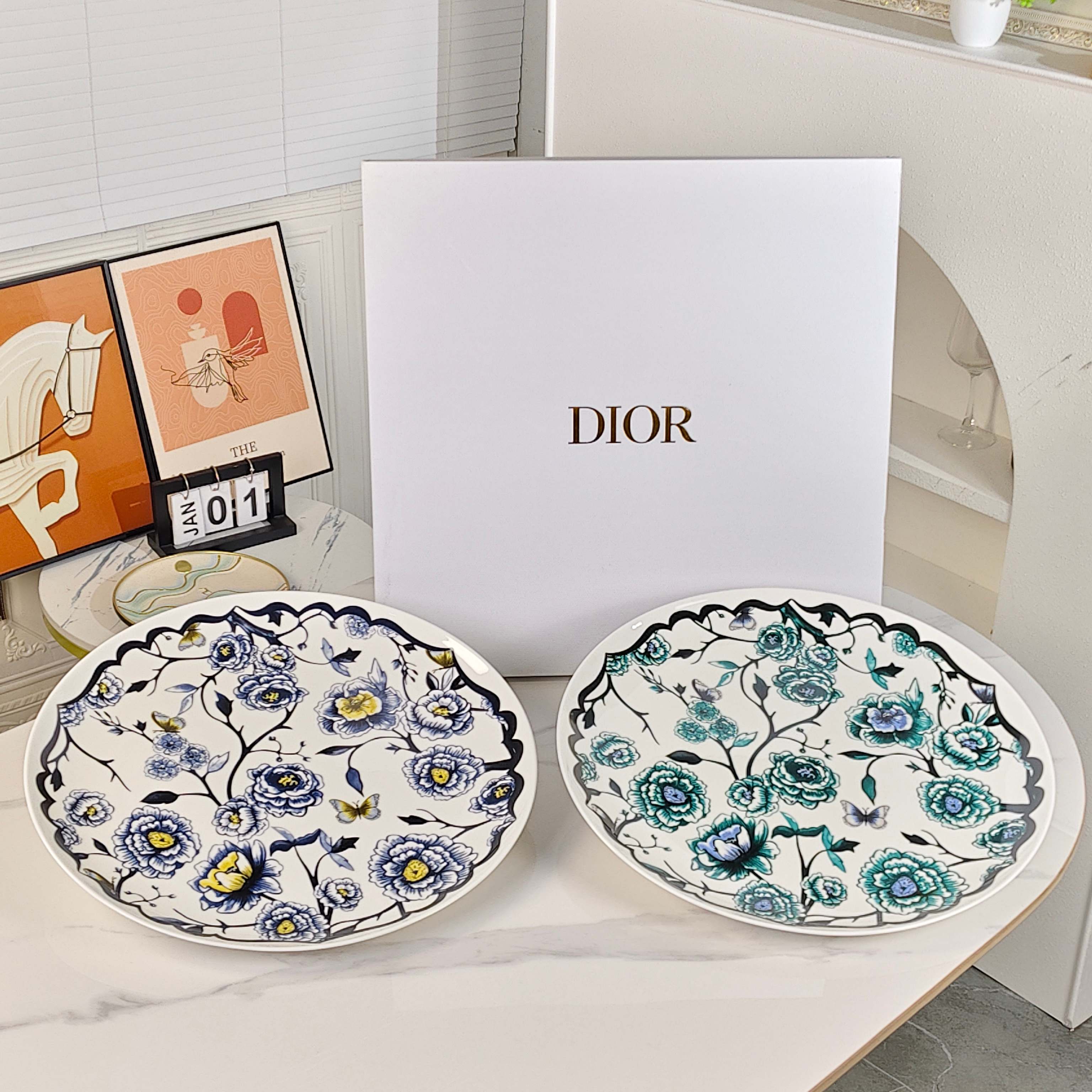Dior – Granville Garden 16" Platter – Blue - Comprehensive