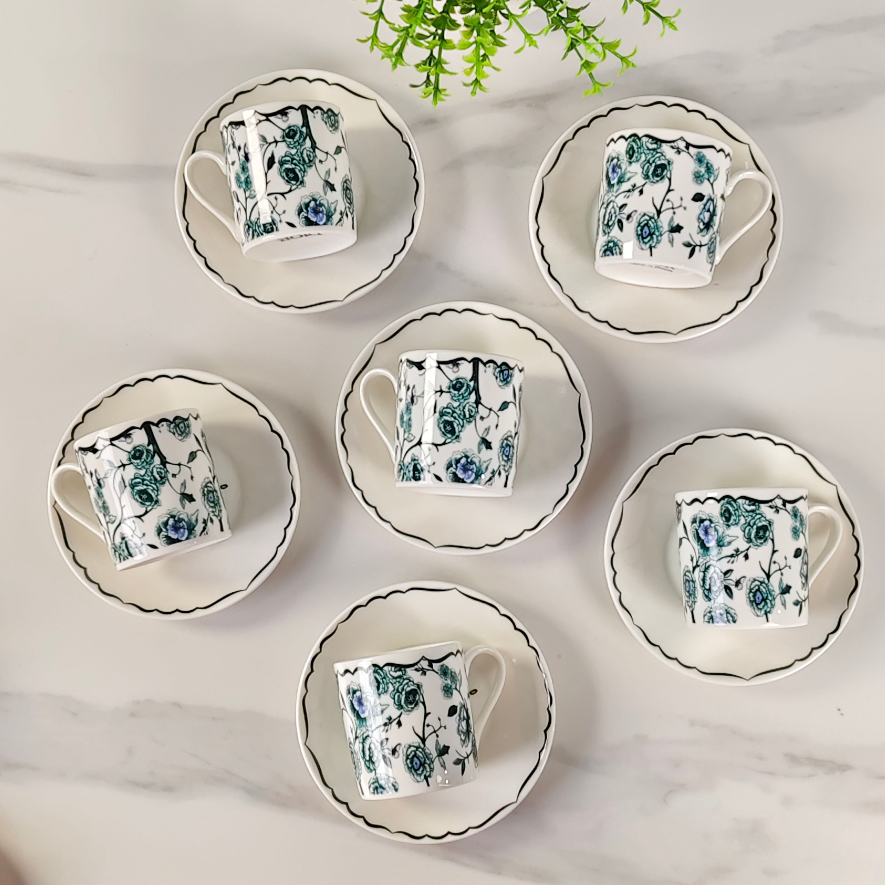 Dior – Granville Garden Espresso Cup and Saucer Set (Set of 6) – Green - Comprehensive 4