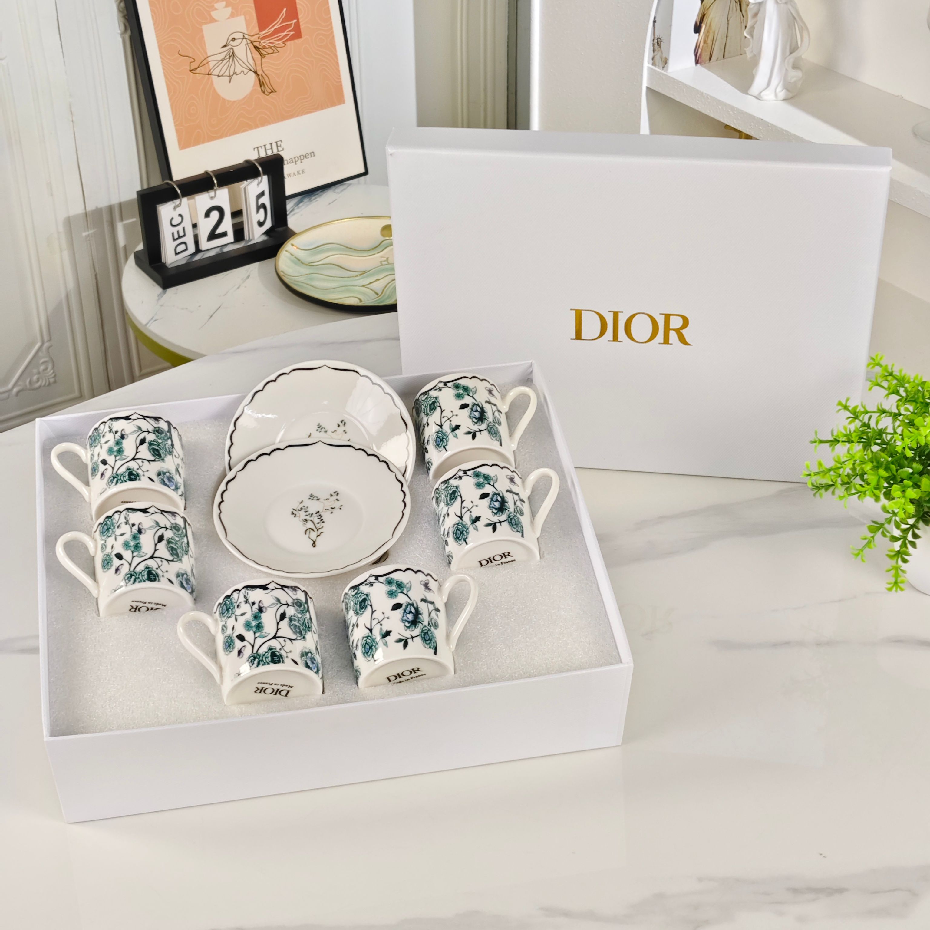 Dior – Granville Garden Espresso Cup and Saucer Set (Set of 6) – Green - Comprehensive 2