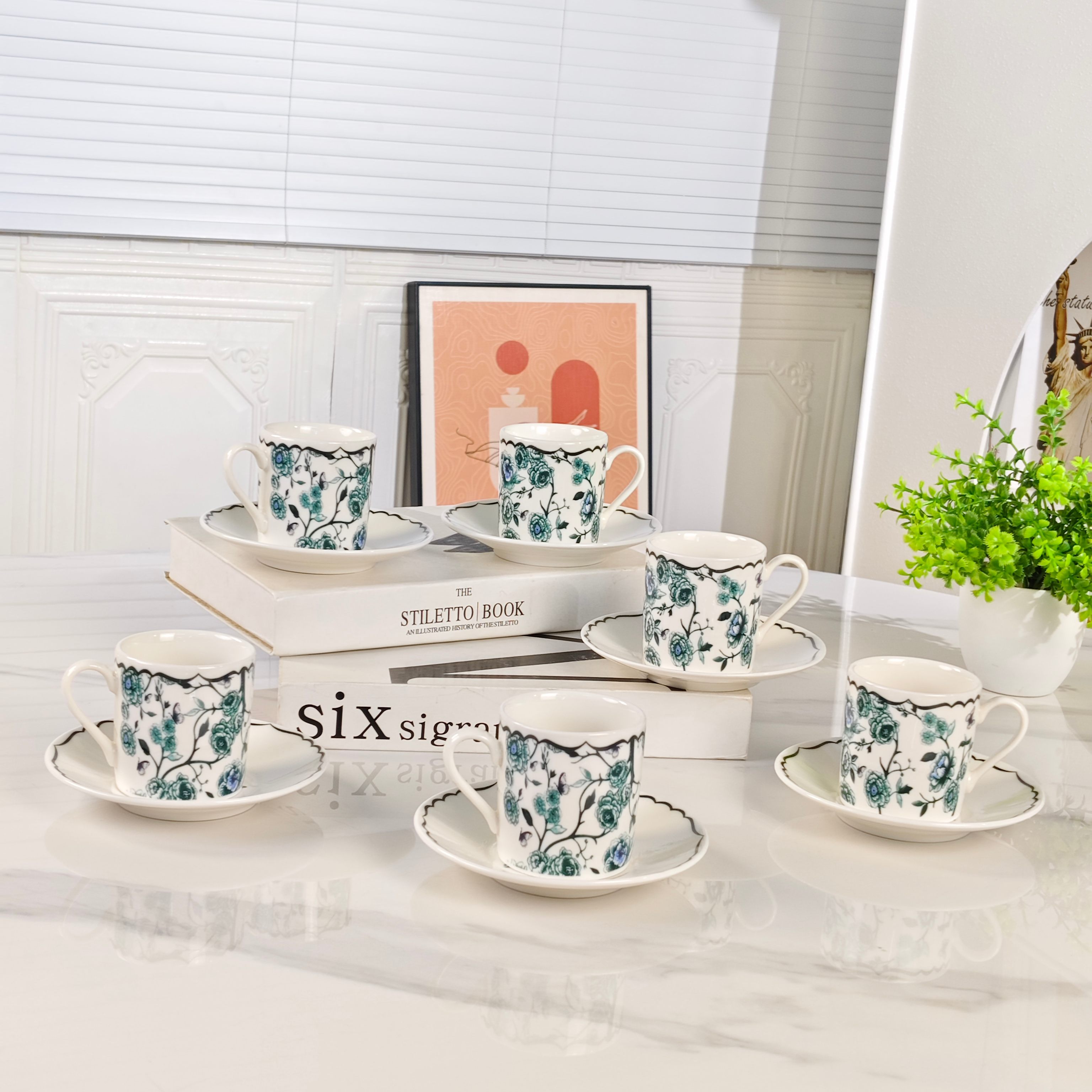 Dior – Granville Garden Espresso Cup and Saucer Set (Set of 6) – Green - Comprehensive 5
