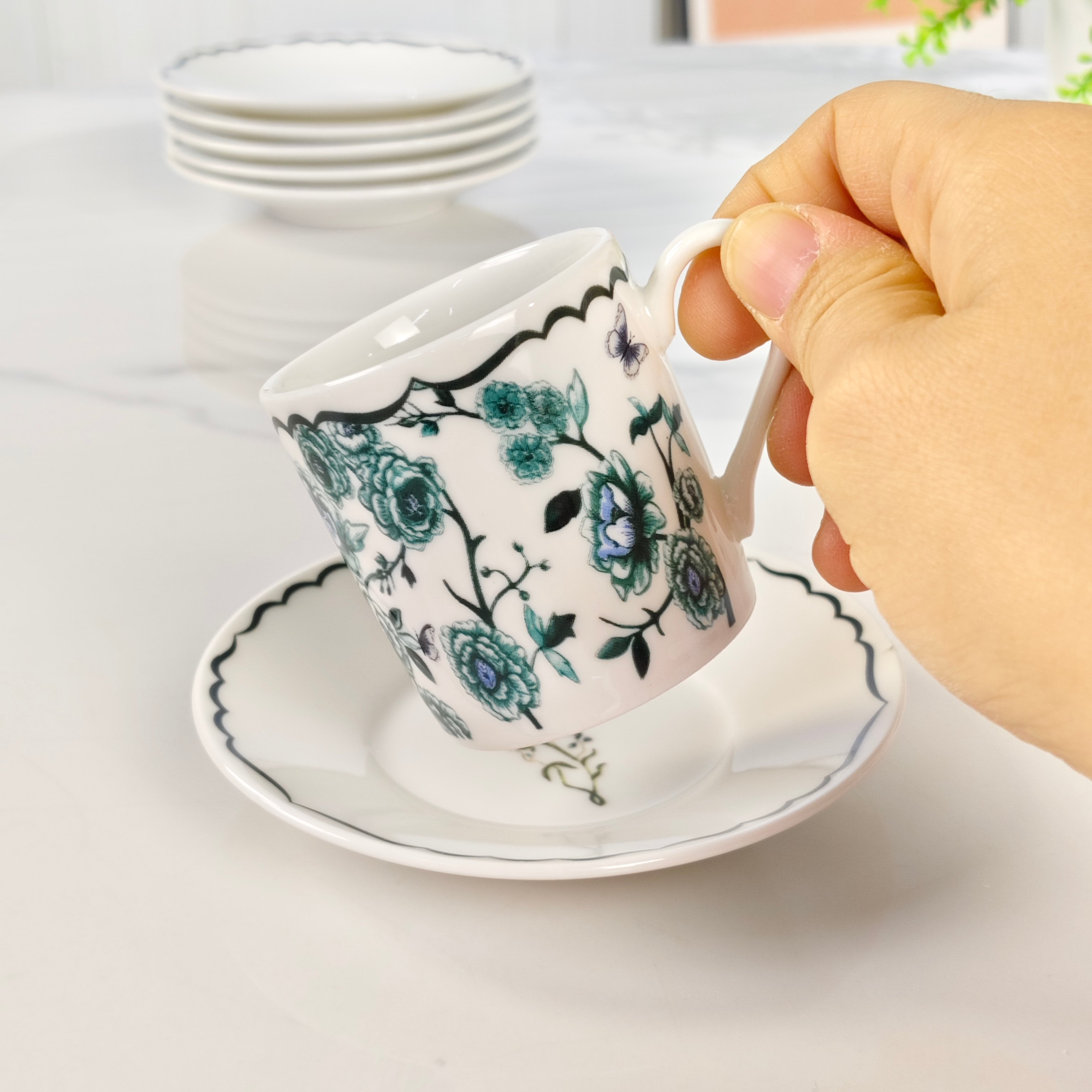 Dior – Granville Garden Espresso Cup and Saucer Set (Set of 6) – Green - Comprehensive 6