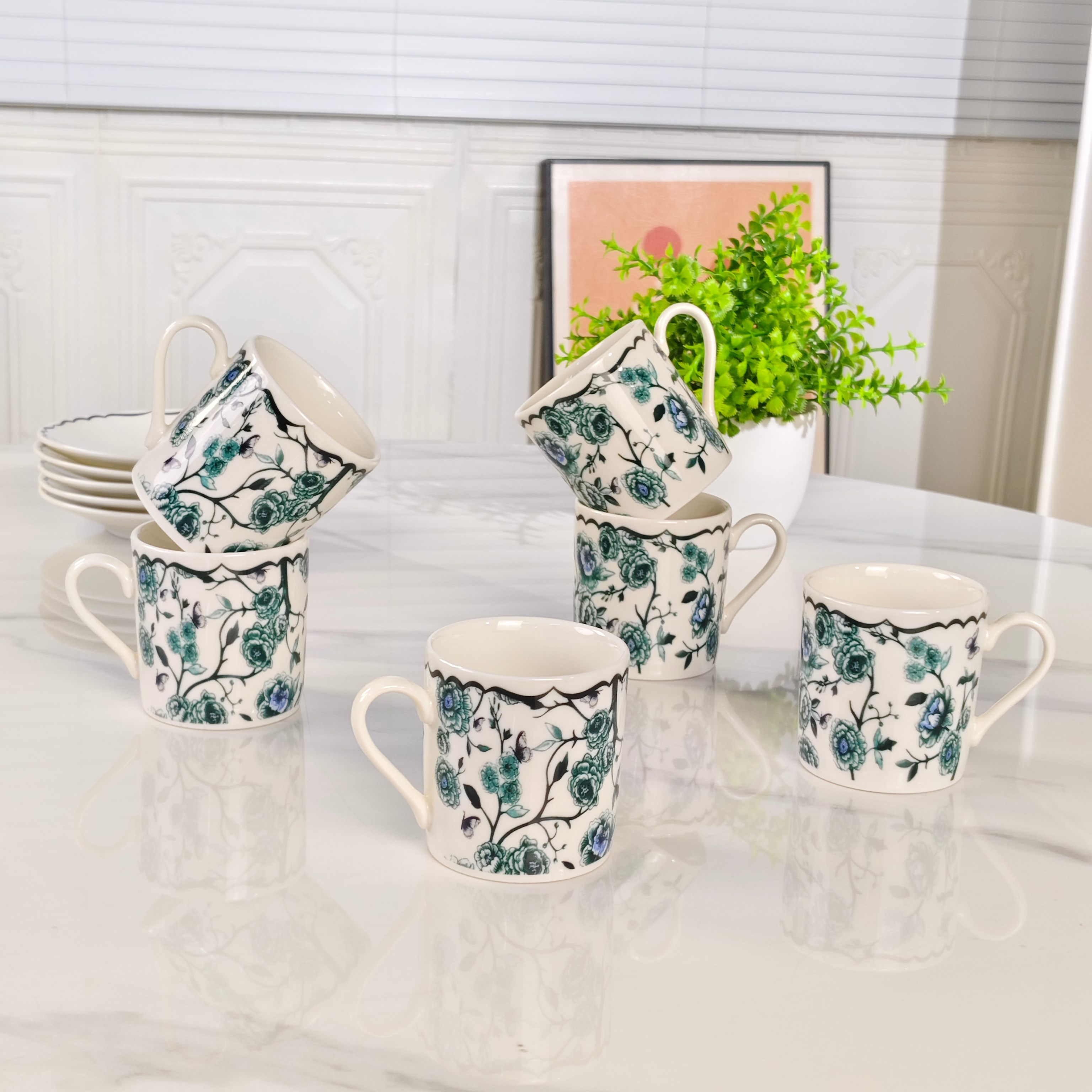 Dior – Granville Garden Espresso Cup and Saucer Set (Set of 6) – Green - Comprehensive 7