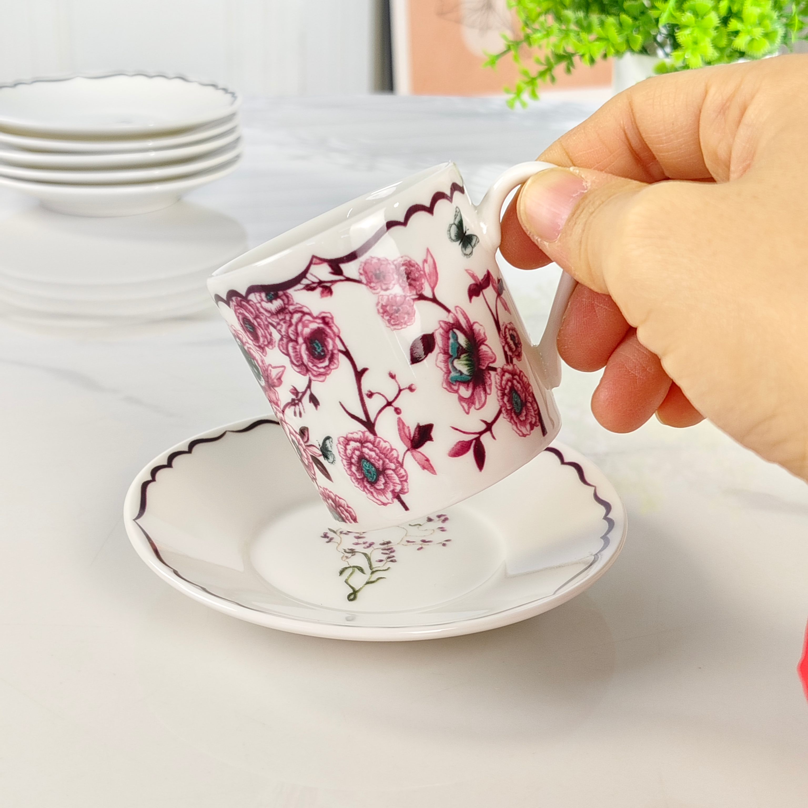 Dior – Granville Garden Espresso Set (6 Cups and 6 Saucers) – Purple - Comprehensive 6
