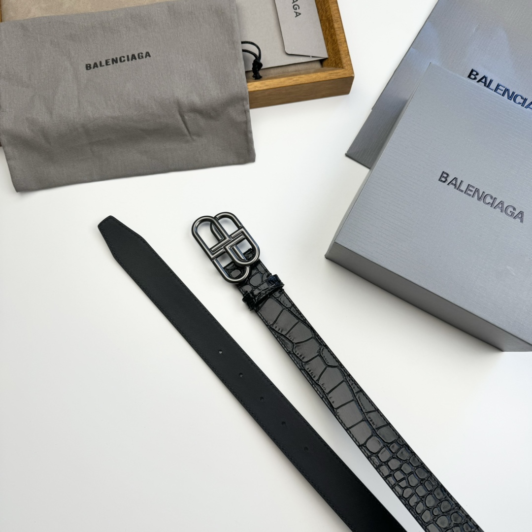 Balenciaga BALENCIAGA巴黎世家情侣腰带 BB扣 单层树膏牛皮 宽度3