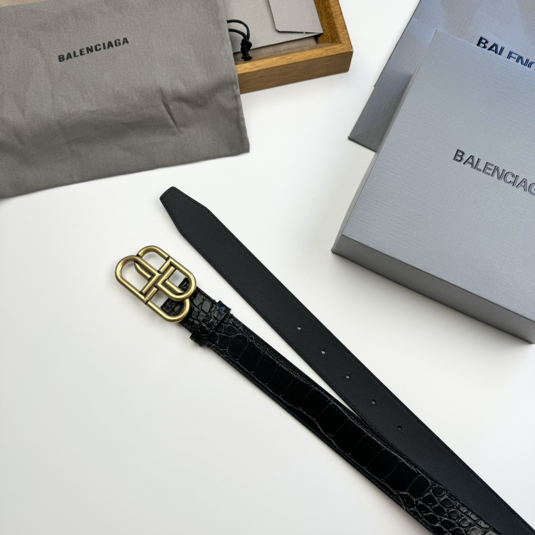 Balenciaga BALENCIAGA巴黎世家情侣腰带 BB扣 单层树膏牛皮 宽度3