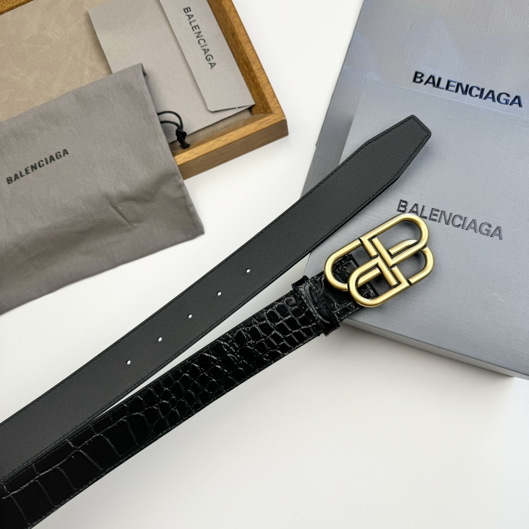 Balenciaga BALENCIAGA巴黎世家情侣腰带 BB扣 单层树膏牛皮 宽度3