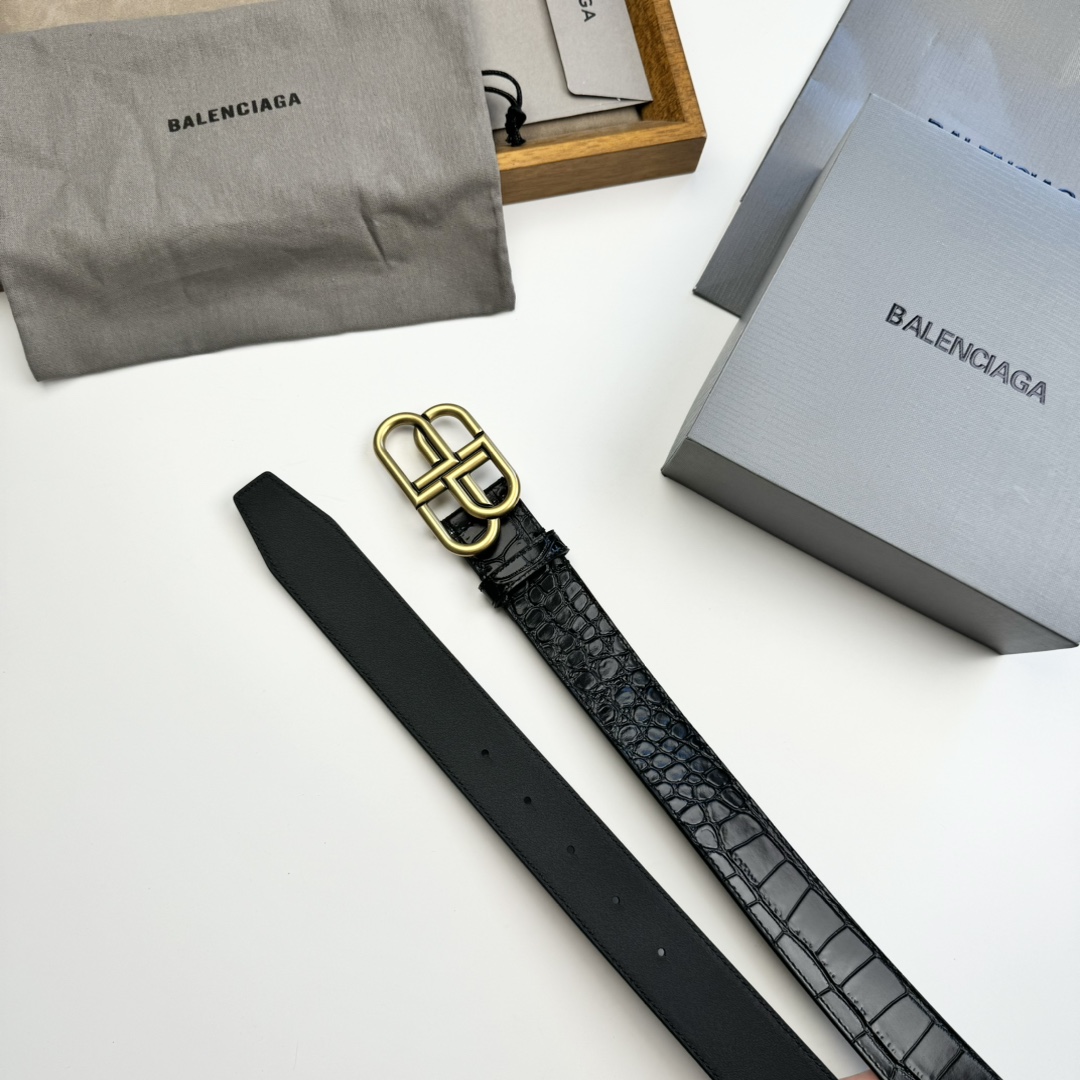 Balenciaga BALENCIAGA巴黎世家情侣腰带 BB扣 单层树膏牛皮 宽度3