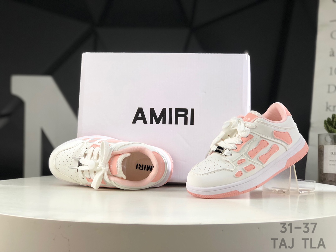 图片[9]-🔻精品童鞋🔥 💘AMIRI骨骼骨头童鞋王一博明星同款真皮透气百搭板鞋💖🔥 🍒鹿师兄同款小众国潮ins风硬核概念低帮运动休闲小白鞋🍇 🌹盒里另配鞋带扣子两个，可以系带也可以用扣子🌹 尺码：26-37 TAJ TLA-选品中心