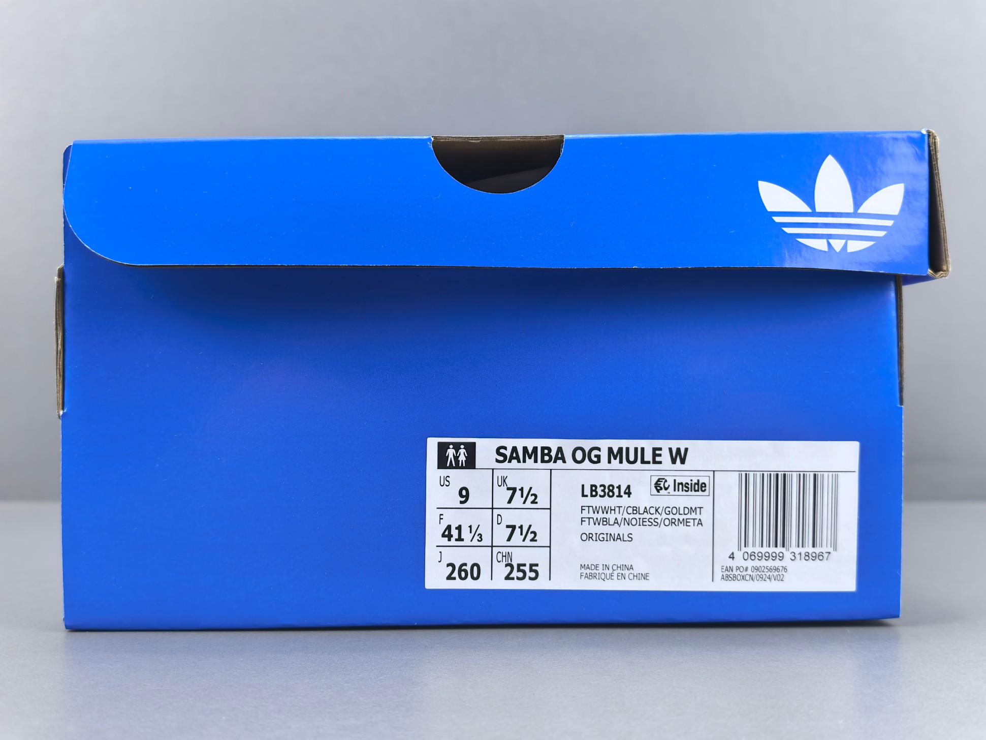【纯原版 阿迪】adidas originals SAMBA OG 三叶草拼色一脚蹬 无特殊功能包头拖鞋