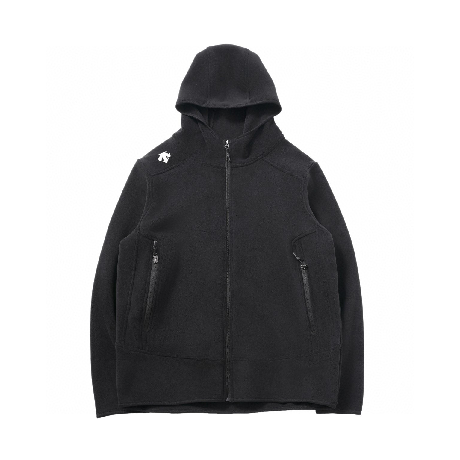🛒购物价：173💰[原标包装吊牌.户外必备单品新款发售]迪桑特 徽标logo印花男女款复合摇粒绒抓绒拉链连帽开衫外套.
材质：羊羔绒抓绒材质.
辅料：三标齐 YKK拉链. 
工艺： 立体剪裁.
尺码： M-XXL
版型：直筒.
尺码详情看图九
