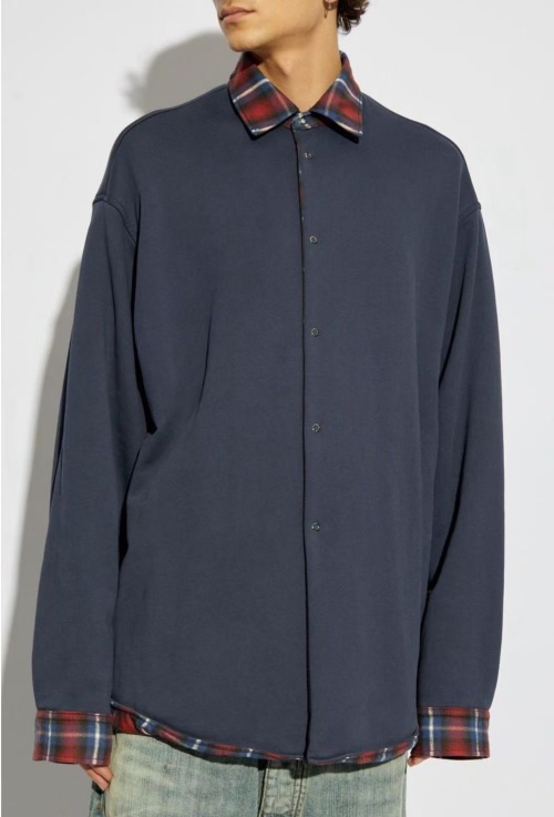 Balenciaga Reversible Plaid Shirt Jacket - Red and Blue,Heavyweight