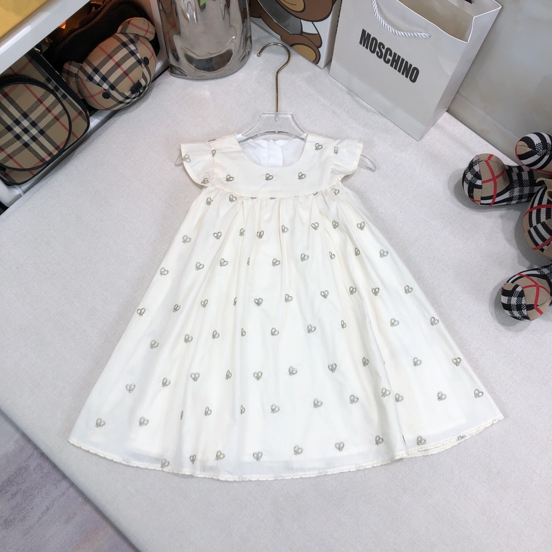 Dior Clothing Dresses Kids Clothes Buy best quality Replica
 Gold White Embroidery Kids Cotton