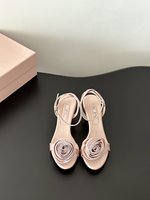 MiuMiu Shoes High Heel Pumps Sandals 1:1 Clone
 Rose Genuine Leather Sheepskin Silk Lady