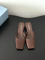 Prada Shoes Slippers Genuine Leather Sheepskin Silk Vintage