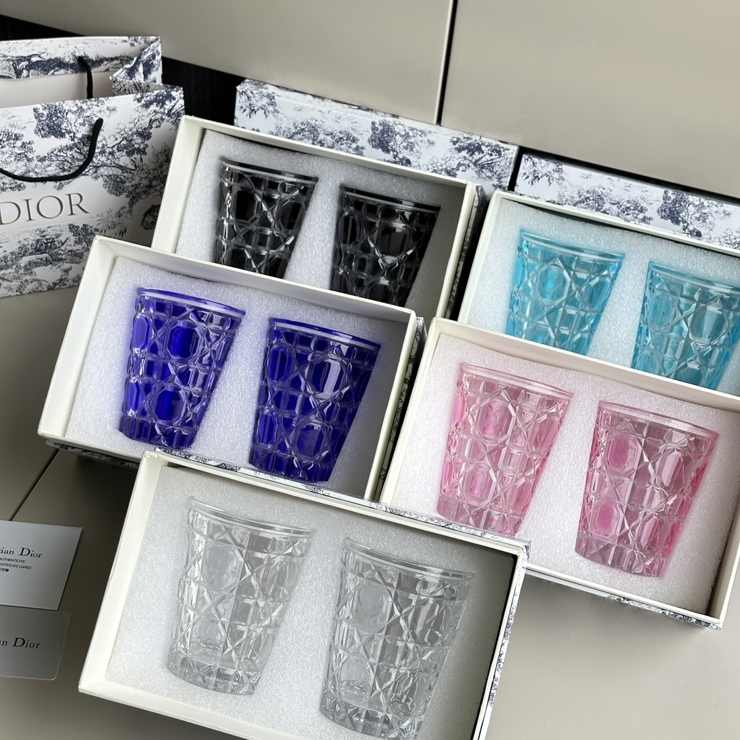 Dior Cannage Motif Glass Tumbler - Comprehensive 6