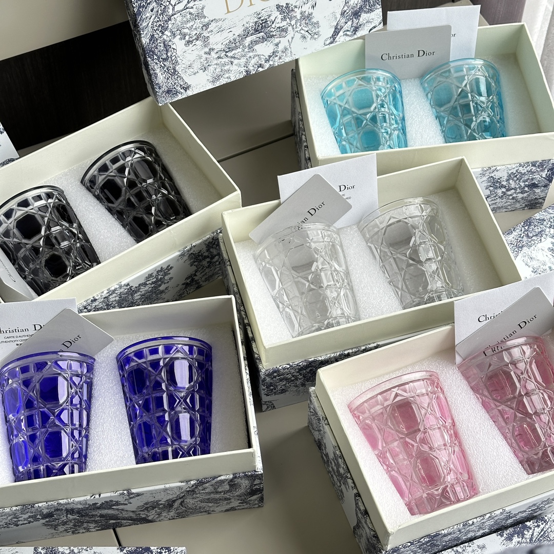 Dior Cannage Motif Glass Tumbler - Comprehensive 2