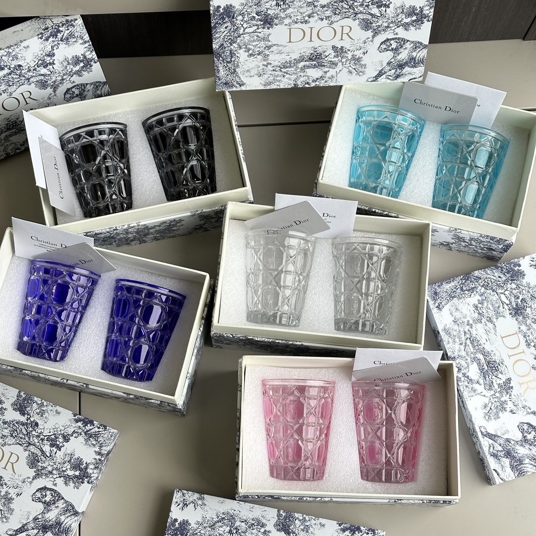 Dior Cannage Motif Glass Tumbler - Comprehensive