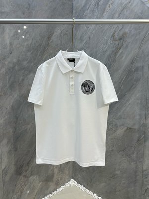 Versace Fake
 Clothing Polo Buy First Copy Replica
 Black White Embroidery Cotton
