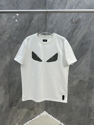 Fendi AAAAA
 Clothing T-Shirt Black White Cotton Fashion Short Sleeve