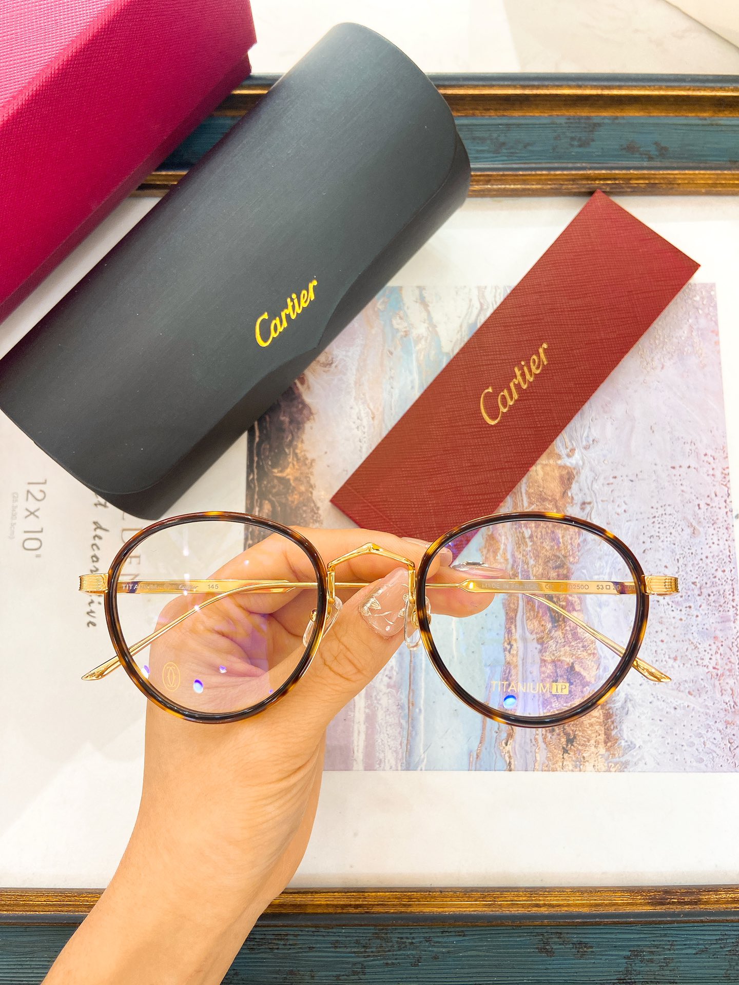 Cartie*MODELCT0250OSIZE:53口20-145钛太阳镜光学镜