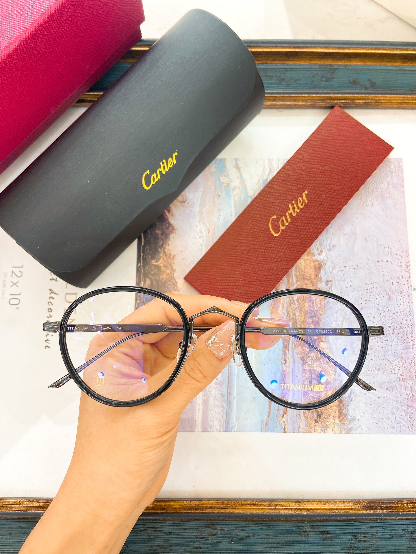 Cartie*MODELCT0250OSIZE:53口20-145钛太阳镜光学镜