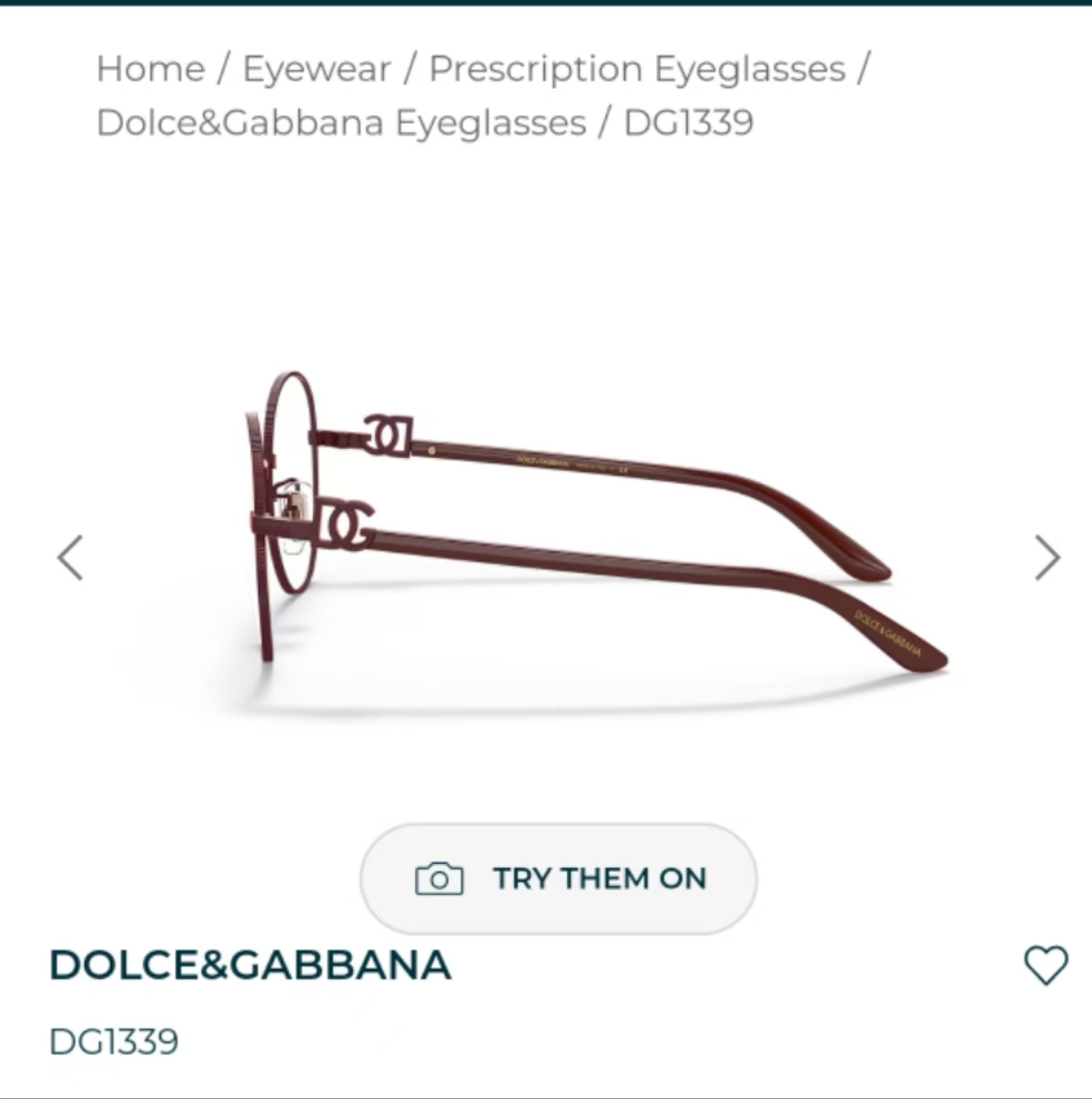 DOLCE & GABBAN*🌟🌟🌟MODEL：DG1339 🌟🌟🌟SIZE57口17-145🌟🌟🌟