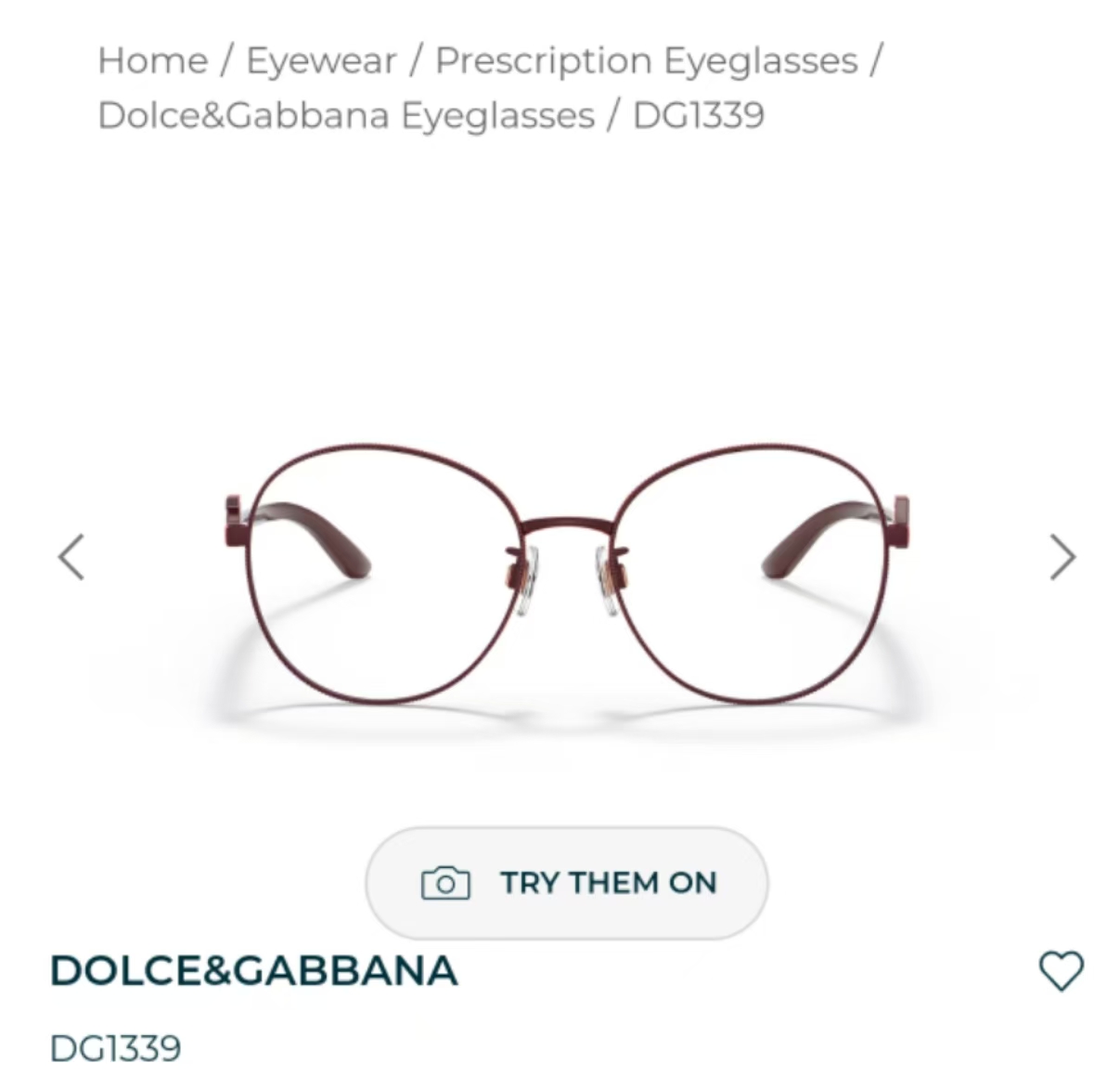 DOLCE & GABBAN*🌟🌟🌟MODEL：DG1339 🌟🌟🌟SIZE57口17-145🌟🌟🌟