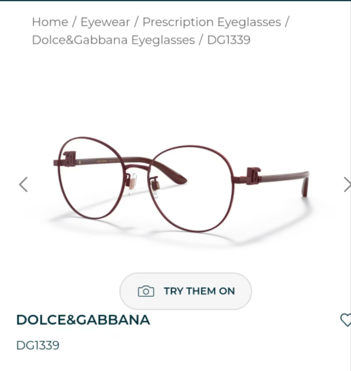 DOLCE & GABBAN*🌟🌟🌟MODEL：DG1339 🌟🌟🌟SIZE57口17-145🌟🌟🌟