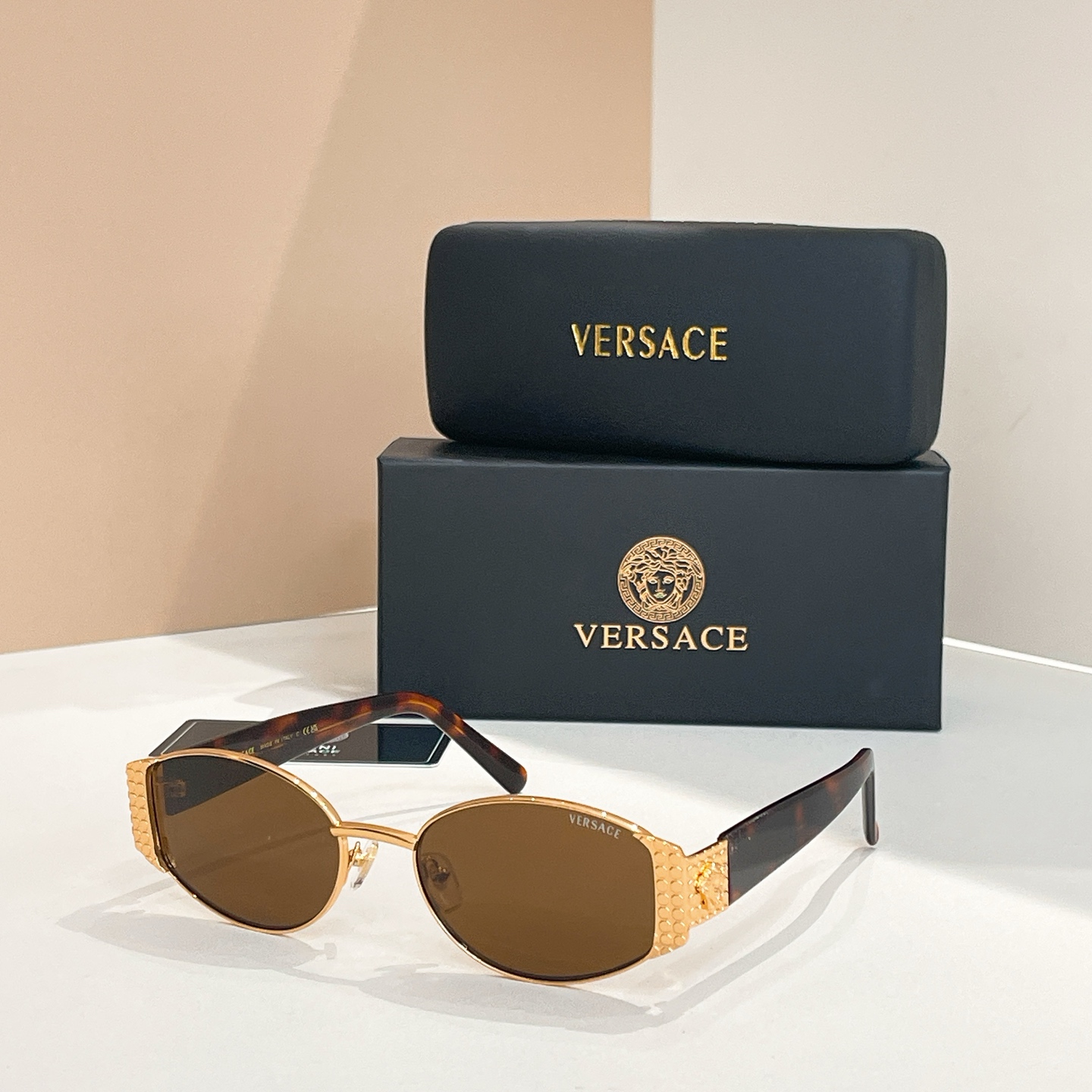 VERSACE 太阳镜 金属 板材 椭圆