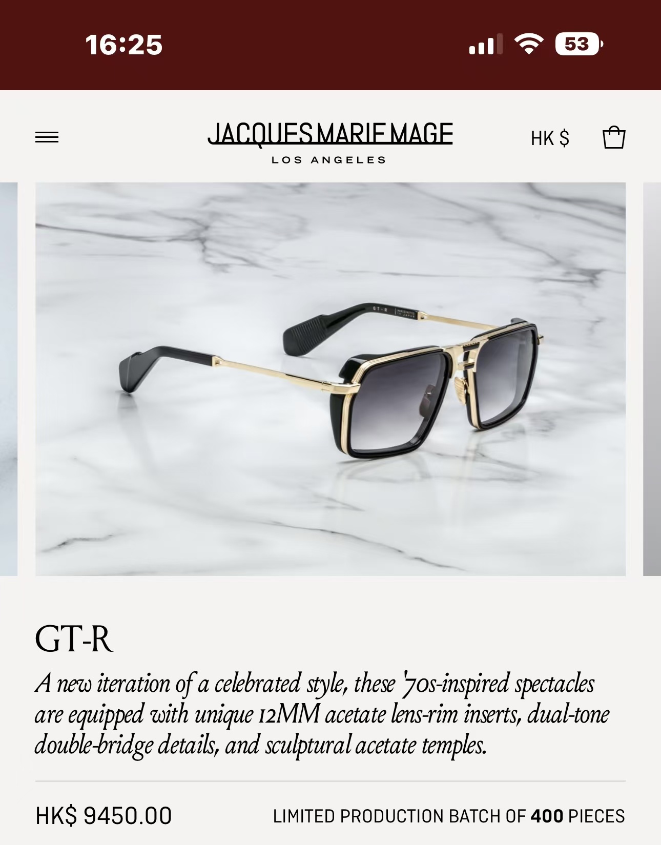 JACQUES MARIE MAG🌟🌟🌟MODEL：GT-R 🌟🌟🌟SIZE：54口20🌟🌟🌟～，变色镜