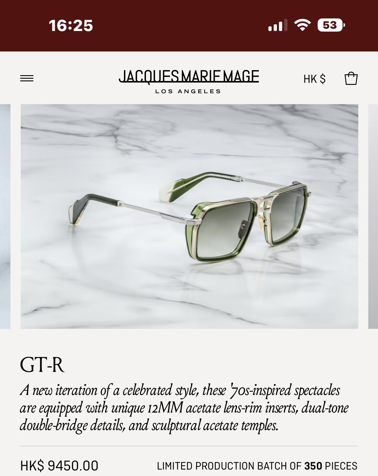 JACQUES MARIE MAG🌟🌟🌟MODEL：GT-R 🌟🌟🌟SIZE：54口20🌟🌟🌟～，变色镜