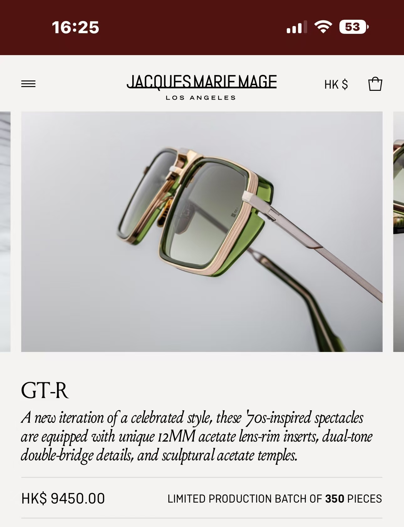 JACQUES MARIE MAG🌟🌟🌟MODEL：GT-R 🌟🌟🌟SIZE：54口20🌟🌟🌟～，变色镜