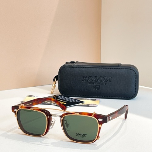 MOSCOT Chadwick Clip-On Sunglasses | Tortoise Frame with Green Lenses