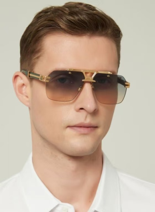 Maybach The Auto P250 Gold Metal Aviator Sunglasses with Gradient Lenses