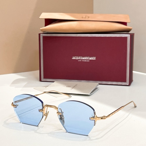 Jacques Marie Mage Oatman Sunglasses - Blue Lens, Gold Frame, Size 48 1 Jacques Marie Mage Oatman Sunglasses - Blue Lens, Gold Frame, Size 48